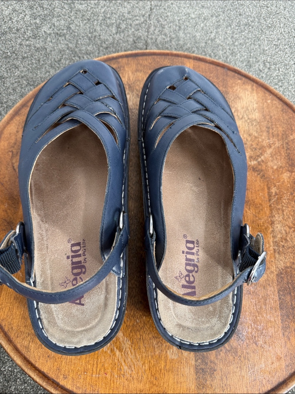 Alegria Shoes Wm 40 (9.5-10) Blue Leather Slingback Comfort Freesia Clog Mule - Picture 8 of 13